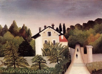 Enrique Rousseau Painting - casa en las afueras de París 1902 Henri Rousseau Postimpresionismo Primitivismo ingenuo